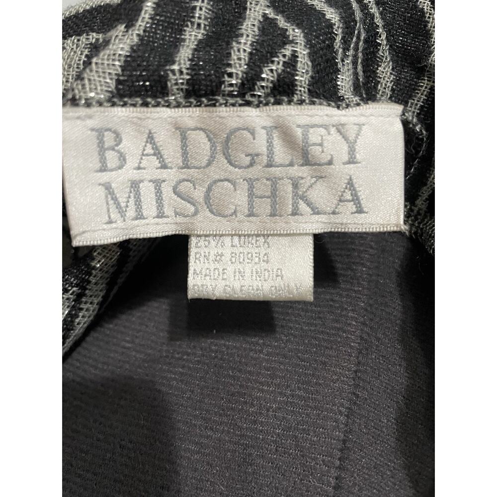 Vintage Badgley Mischka Lurex Wrap Shawl Black Gray 20 X 82 Shiny Designer Glam - Picture 7 of 9